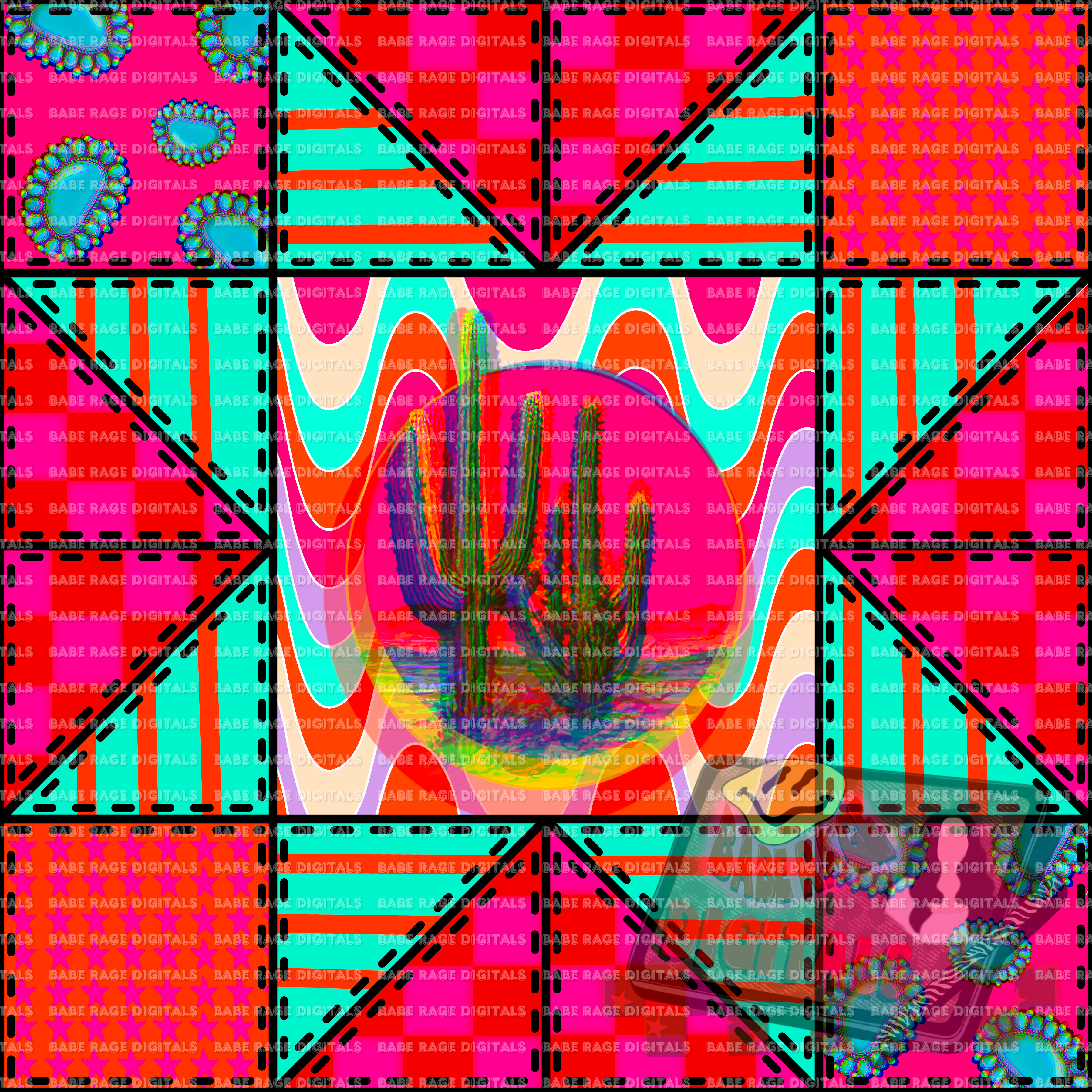 Neon cowgirl quilt